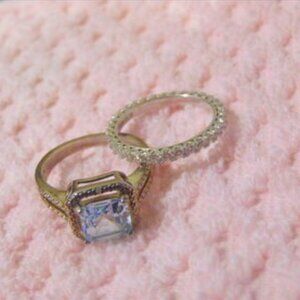 Sevilla Silver Blue Topaz Ring & Eternity Band Size 8